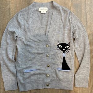 Kate Spade Cat Gray Broome Street Cardigan xs
